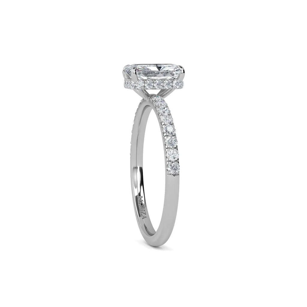 1.00ct Lab Grown Diamond Radiant Cut Hidden Halo Engagement Ring