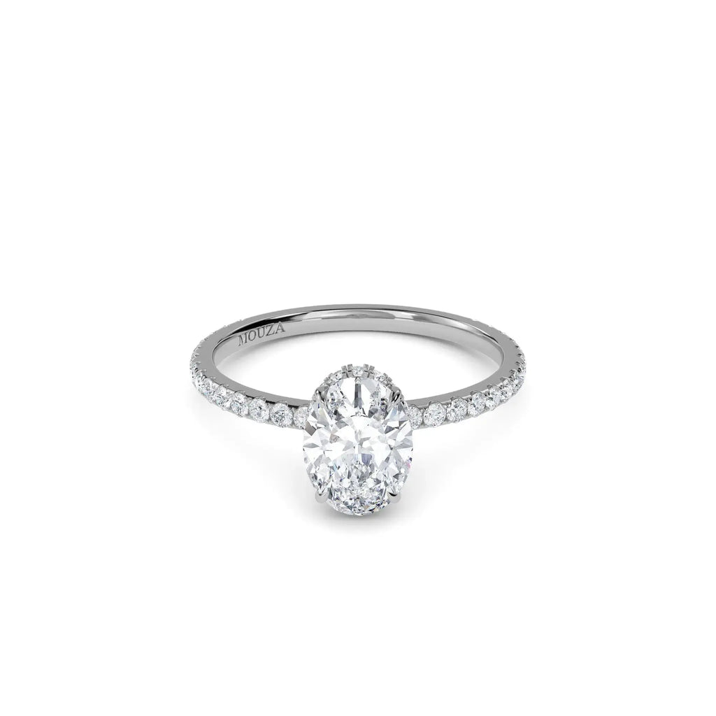 1.00 Carat Earth Mined Diamond Oval Hidden Halo Engagement Ring