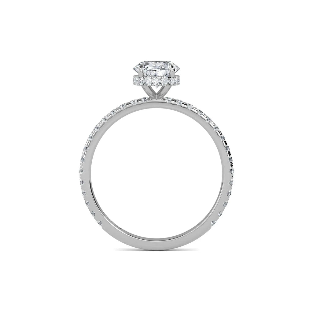 1.00 Carat Earth Mined Diamond Oval Hidden Halo Engagement Ring