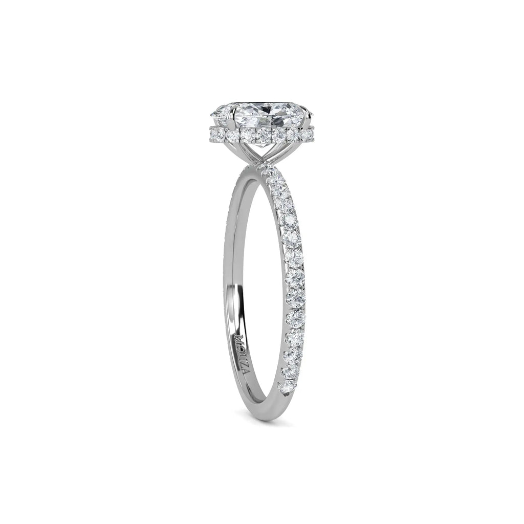 1.00 Carat Earth Mined Diamond Oval Hidden Halo Engagement Ring