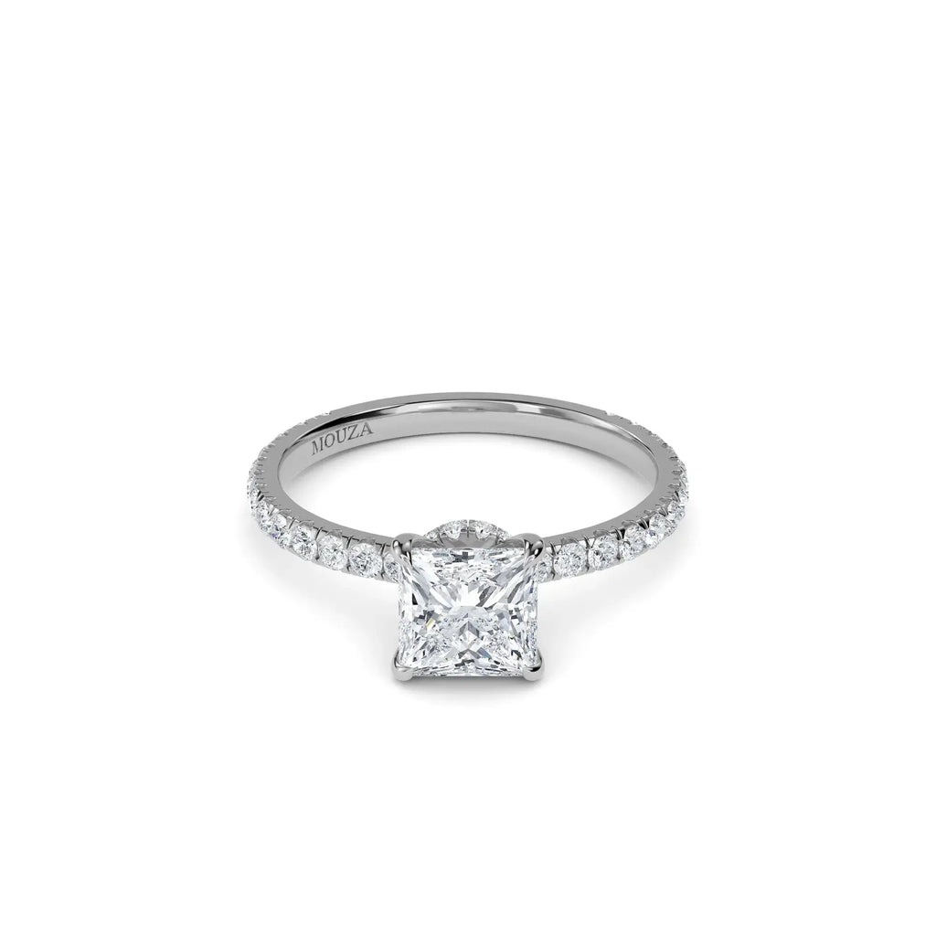 1.00ct Lab Grown Diamond Princess Cut Hidden Halo Engagement Ring