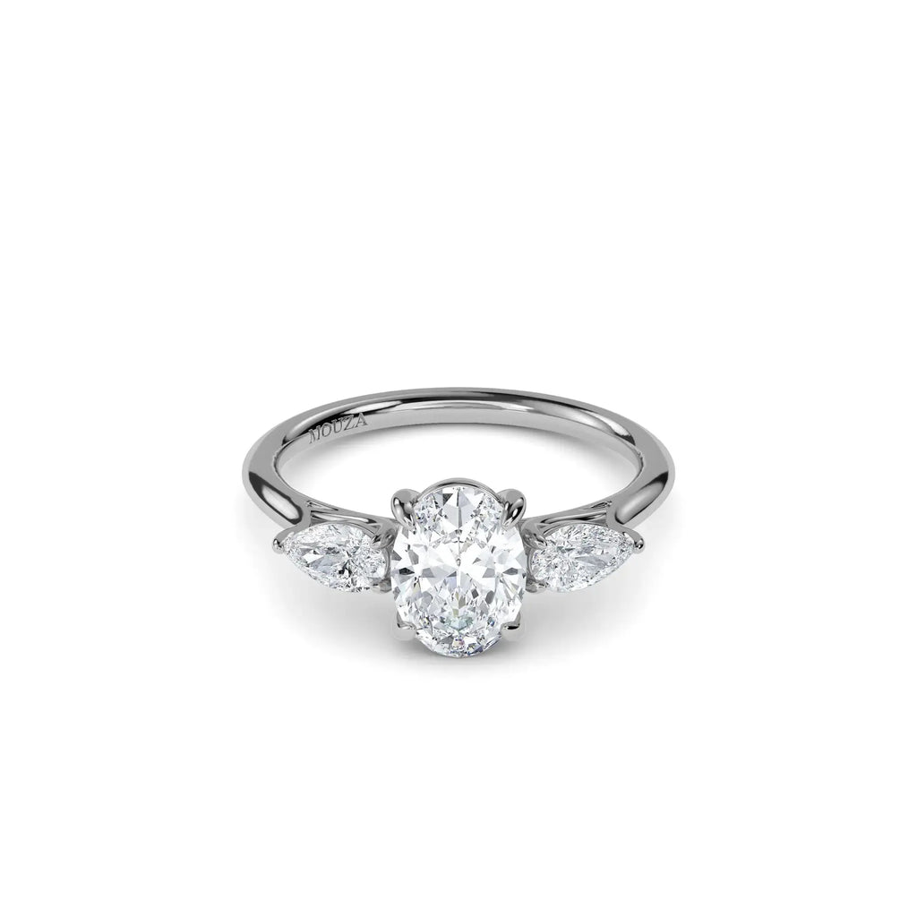 1.20ct Lab Grown Diamond Oval Trilogy Engagement Ring