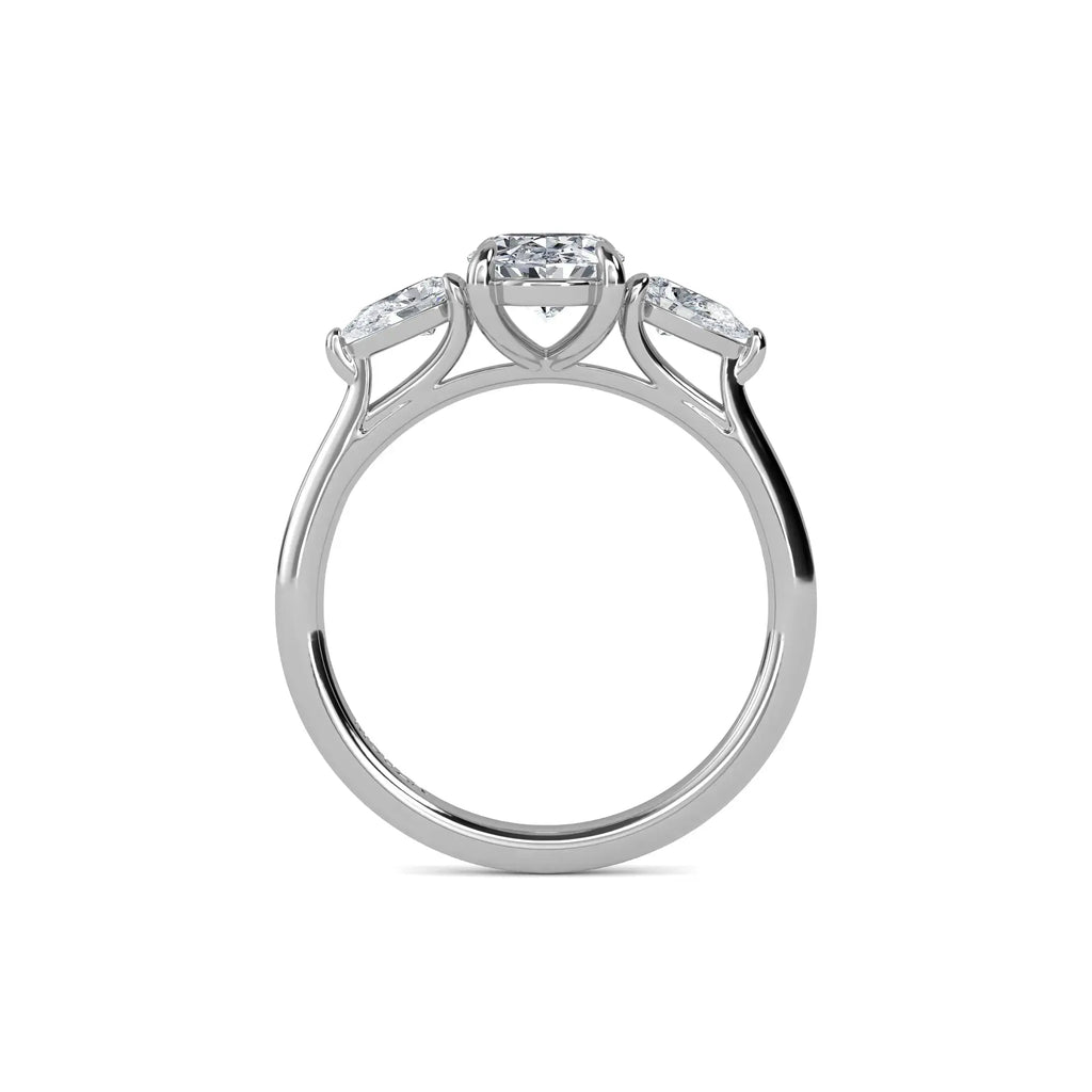 1.20ct Lab Grown Diamond Oval Trilogy Engagement Ring