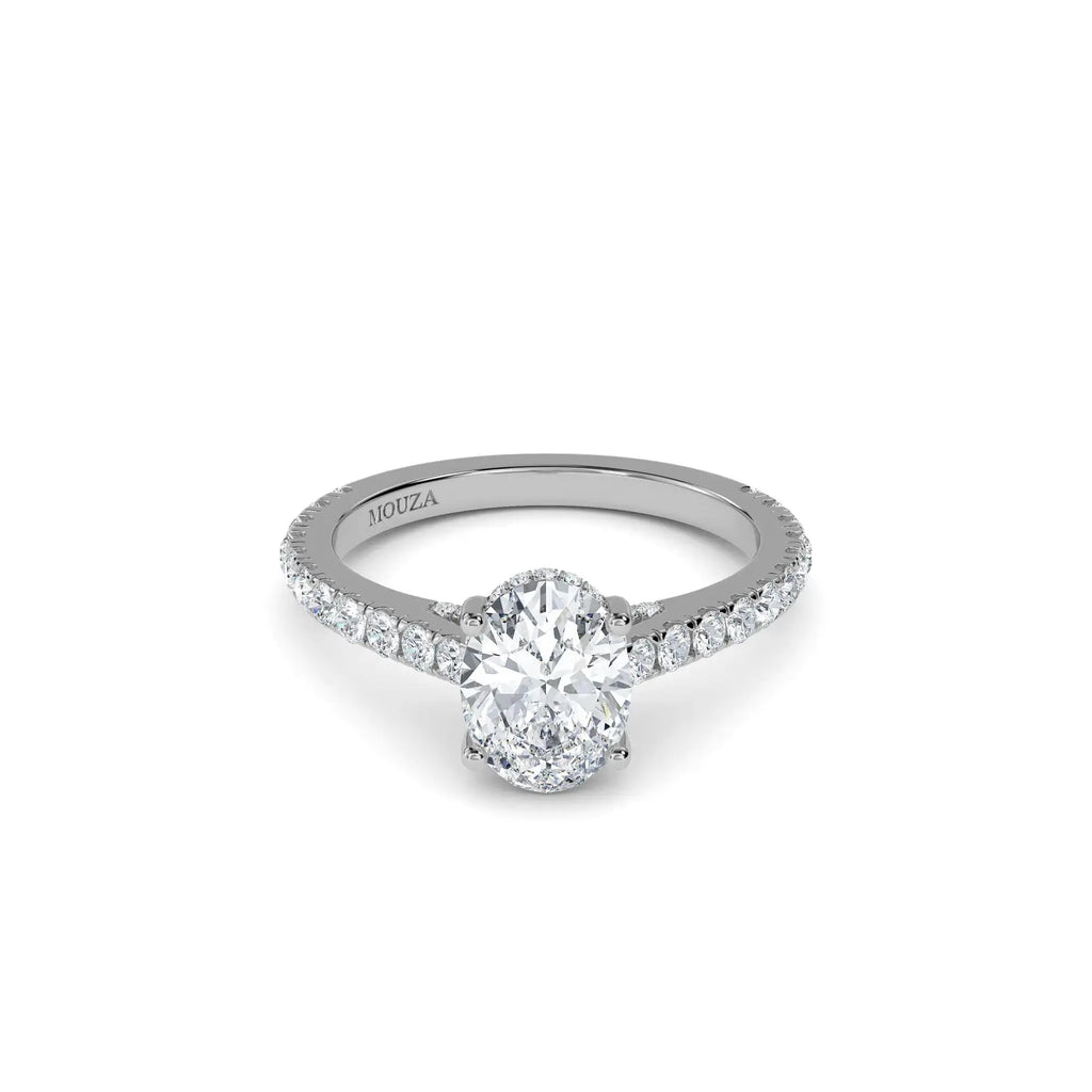 1.20ct Lab Grown Diamond Oval Hidden Halo Engagement Ring