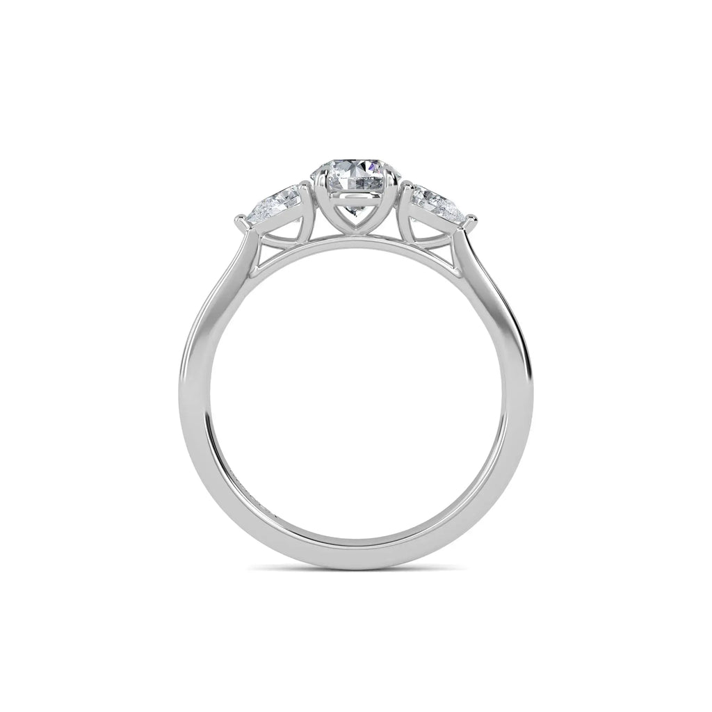 0.70ct Lab Grown Diamond Round Trilogy Engagement Ring