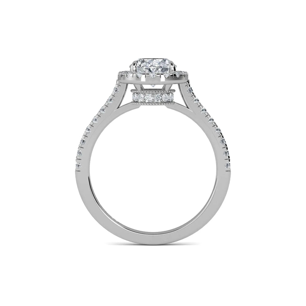 1.00ct Lab Grown Diamond Oval Hidden Halo Engagement Ring