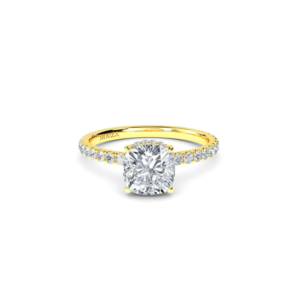 1.00ct Lab Grown Diamond Cushion Cut Hidden Halo Engagement Ring
