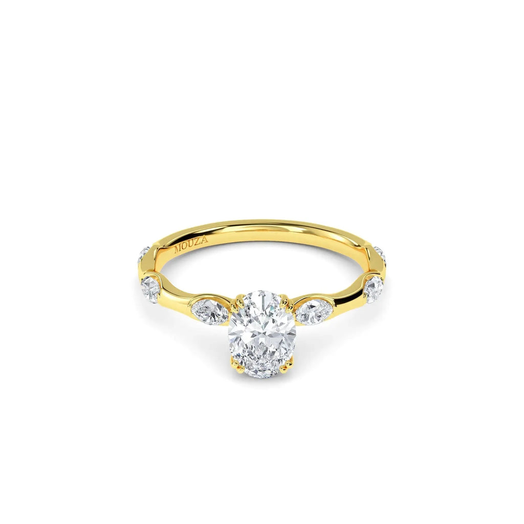 1.00 Carat Lab Grown Diamond Oval Diamond Band Engagement Ring