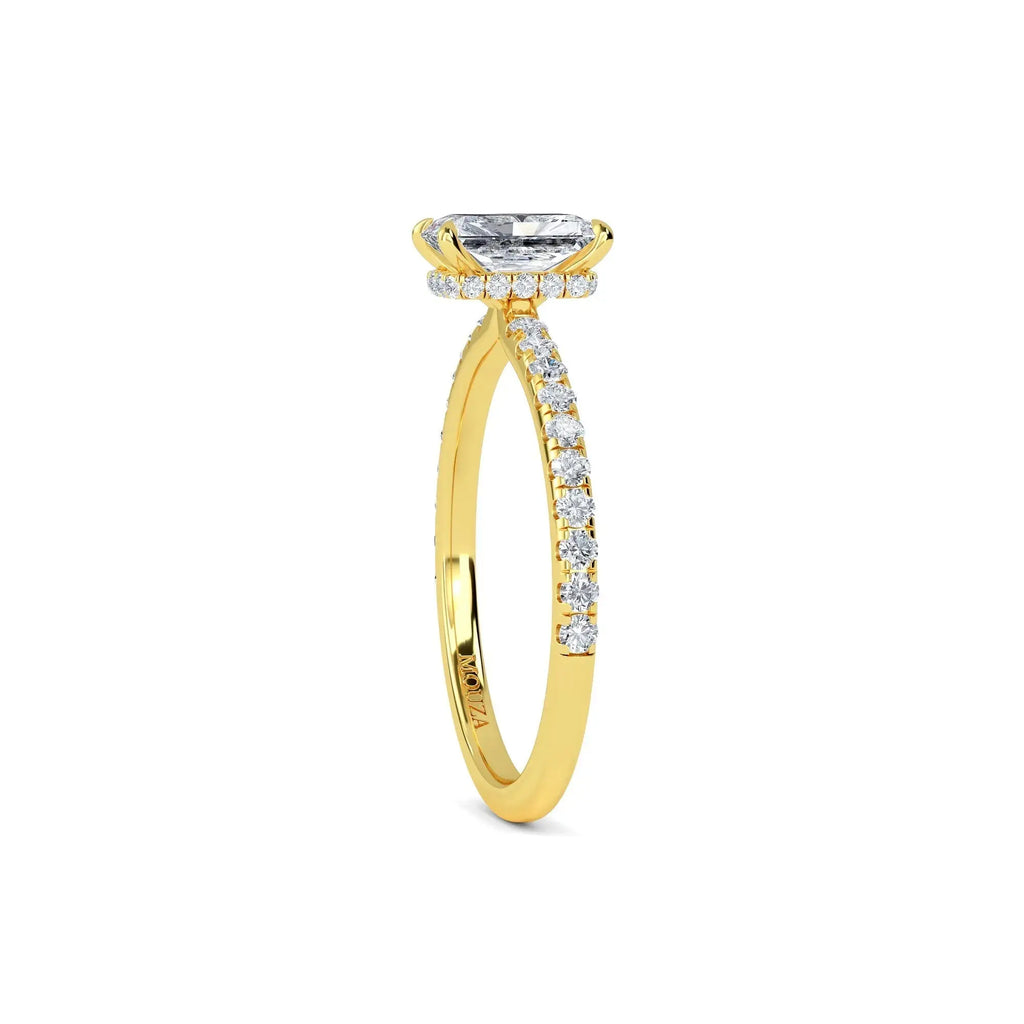 1.00ct Earth Mined Diamond Radiant Hidden Halo Engagement Ring