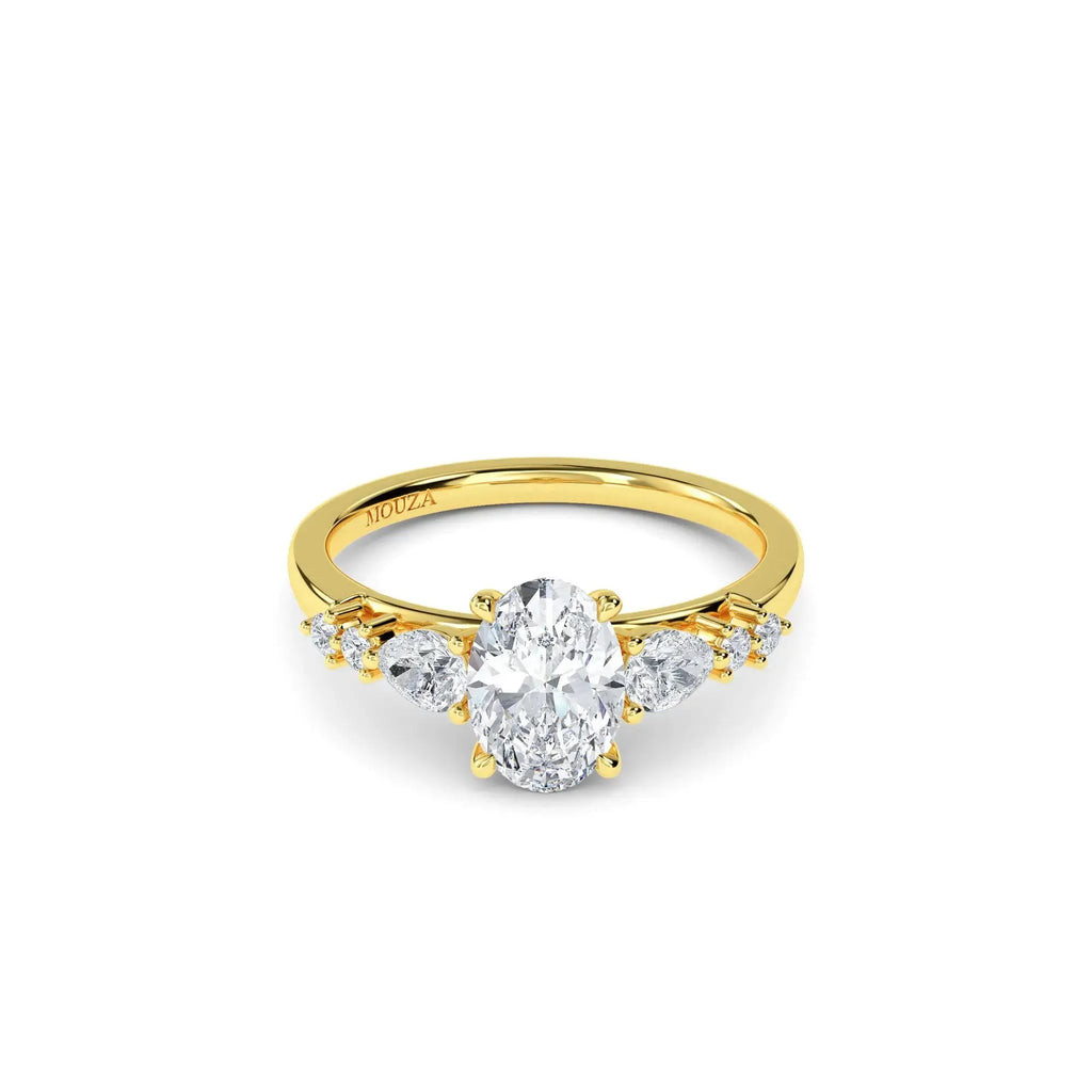 1.10ct Lab Grown Diamond Oval Trilogy Engagement Ring