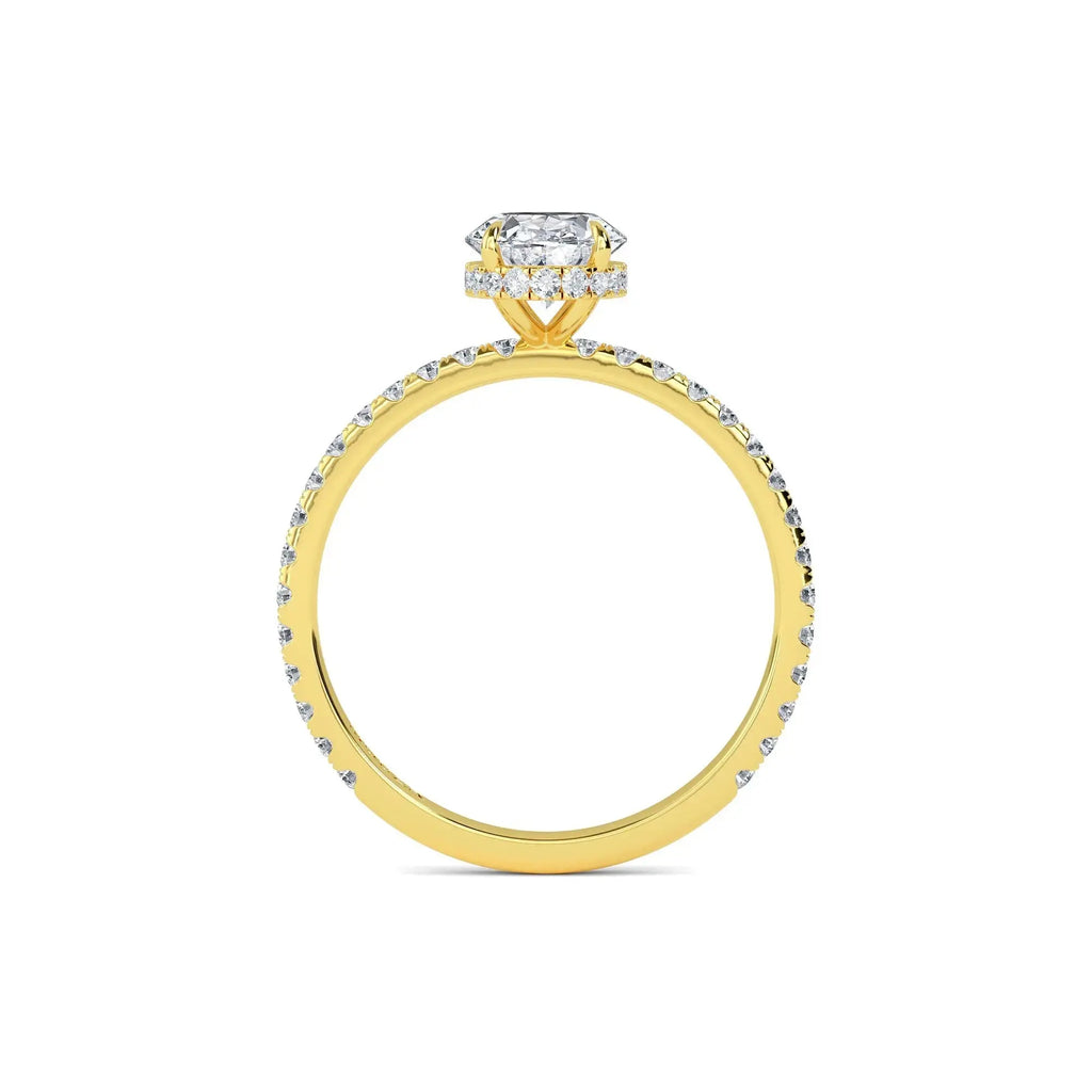 1.00 Carat Earth Mined Diamond Oval Hidden Halo Engagement Ring