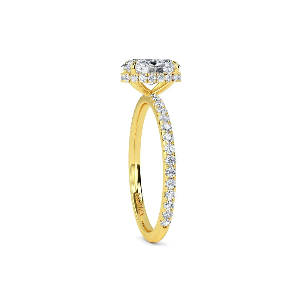 1.00 Carat Earth Mined Diamond Oval Hidden Halo Engagement Ring
