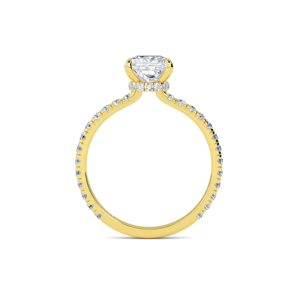 1.00ct Lab Grown Diamond Princess Cut Hidden Halo Engagement Ring