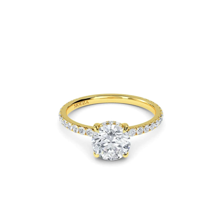 Florence 18K Yellow Gold Round Hidden Halo Diamond Engagement Ring