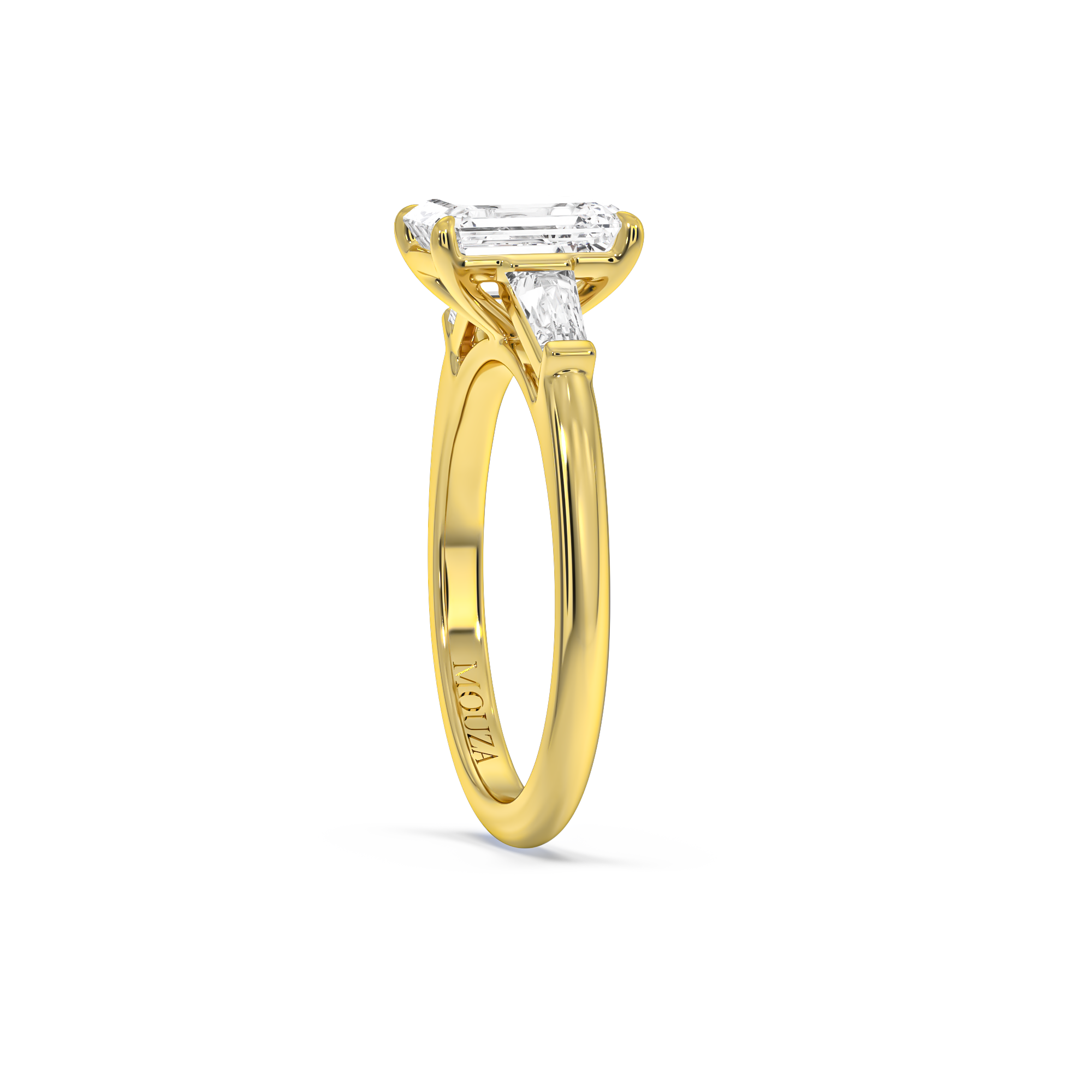 1.70ct Natural Diamond Emerald Trilogy Engagement Ring