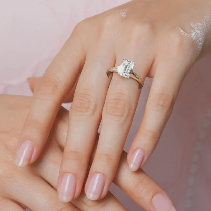 Two Tone Maggy Solitaire Engagement Ring having a sleek and contemporary design from Mouza, Hatton Garden.