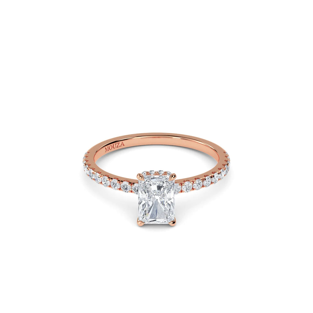 1.00ct Lab Grown Diamond Radiant Hidden Halo Engagement Ring