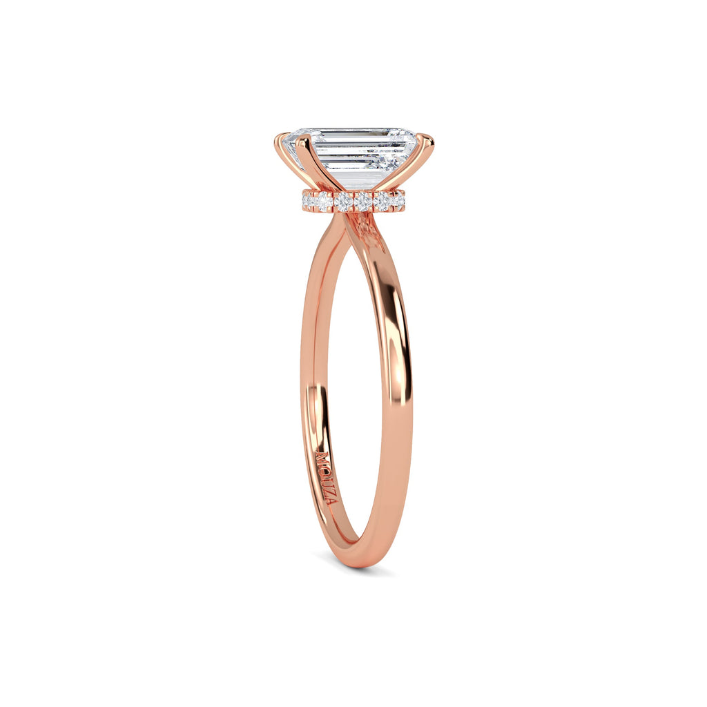 1.10ct Natural Diamond Emerald Hidden Halo Engagement Ring