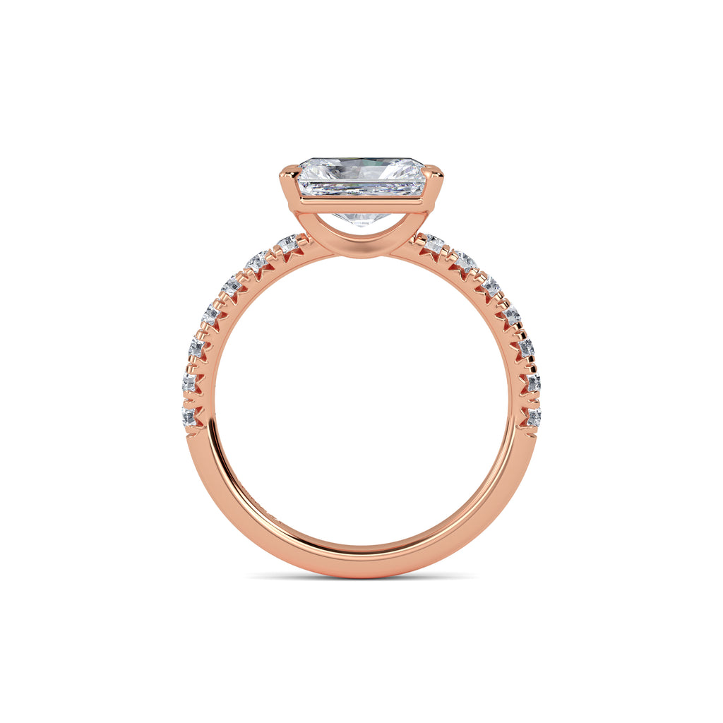 1.5 Carat Lab Grown Diamond Radiant Cut Diamond Band Engagement Ring