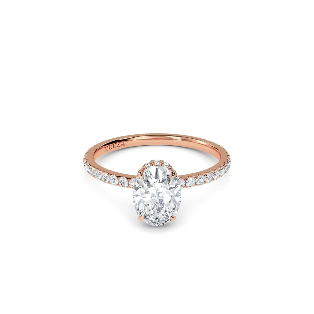 1.00ct Lab Grown Diamond Oval Hidden Halo Engagement Ring