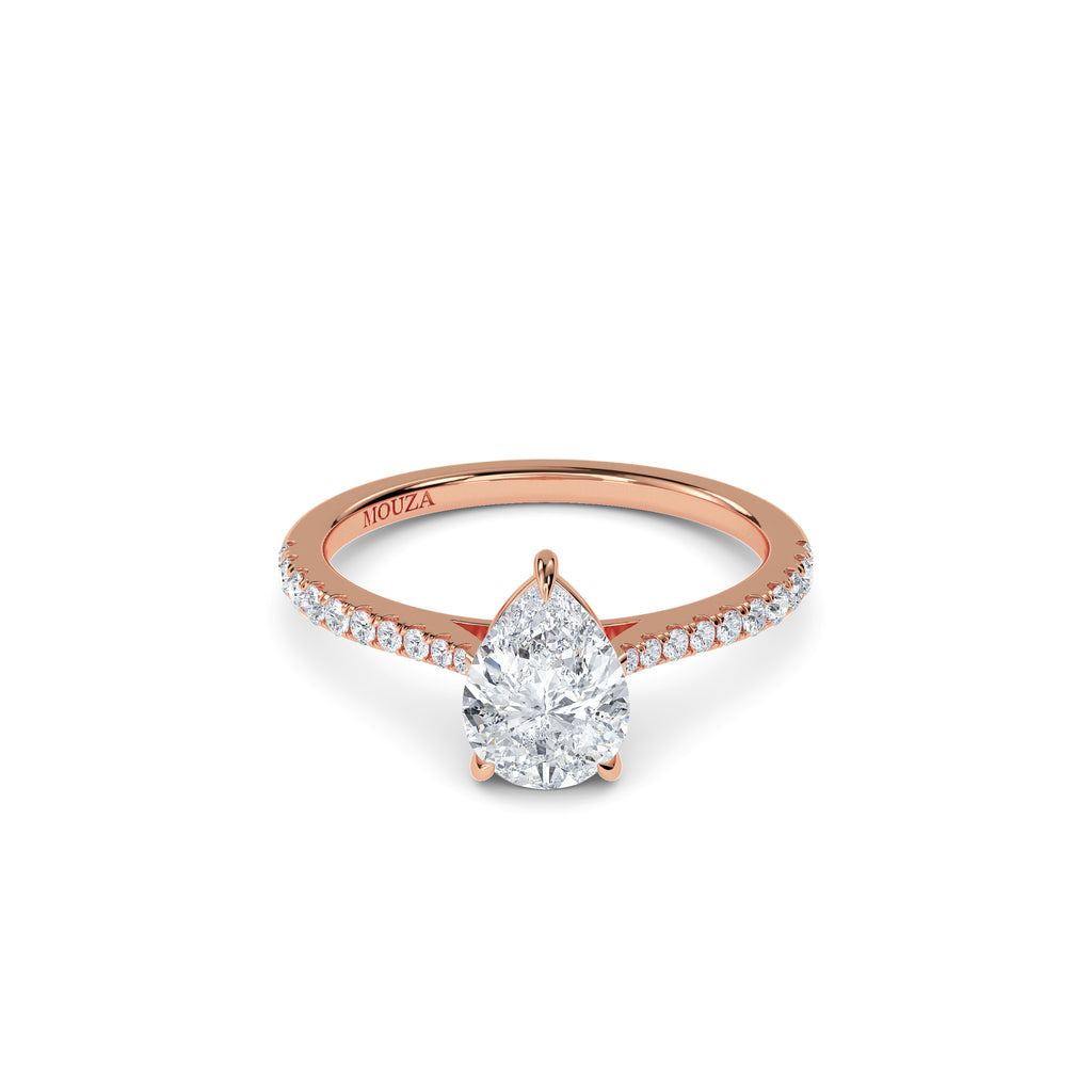 1.00ct Lab Grown Diamond Pear Shaped Diamond Band Engagement Ring