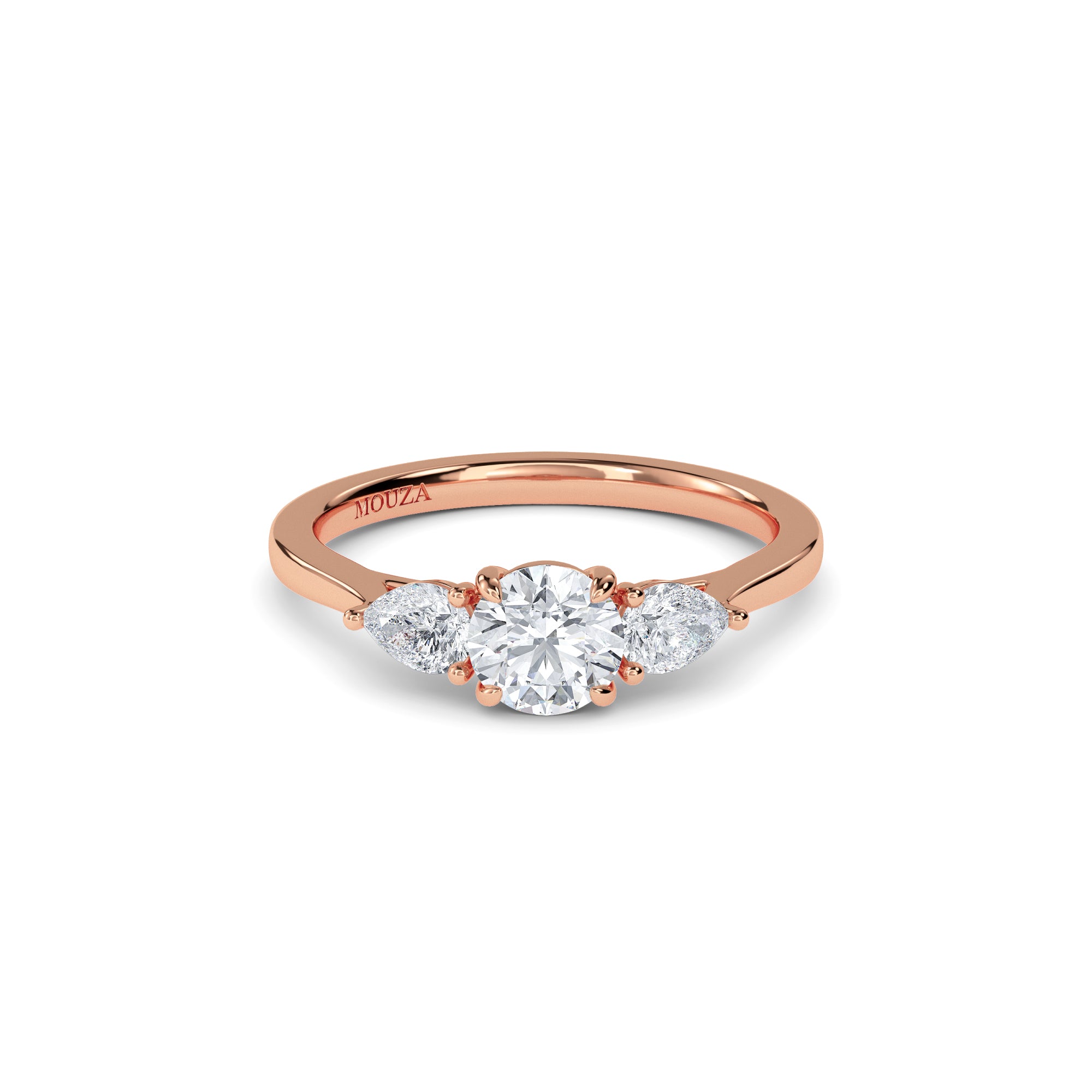 0.70ct Lab Grown Diamond Round Trilogy Engagement Ring