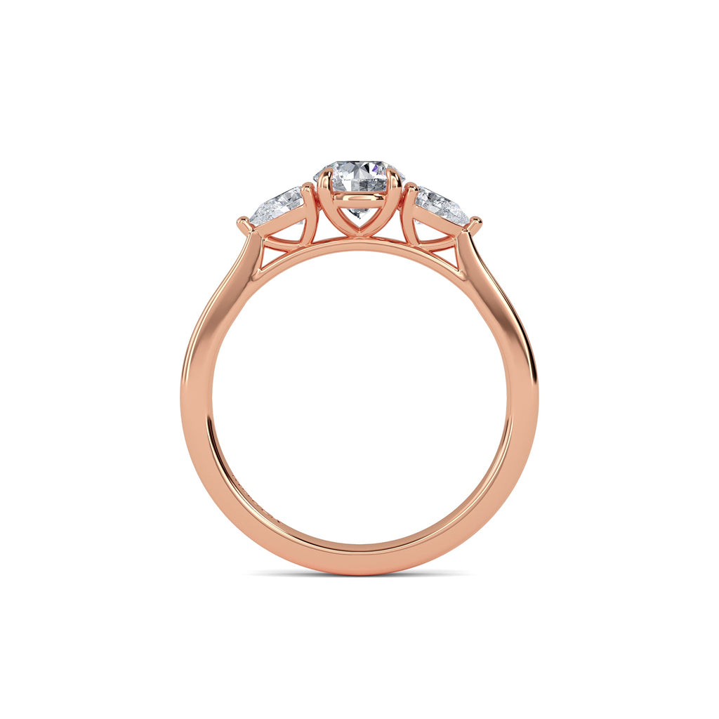 0.95 Carat Natural Diamond Round Trilogy Engagement ring