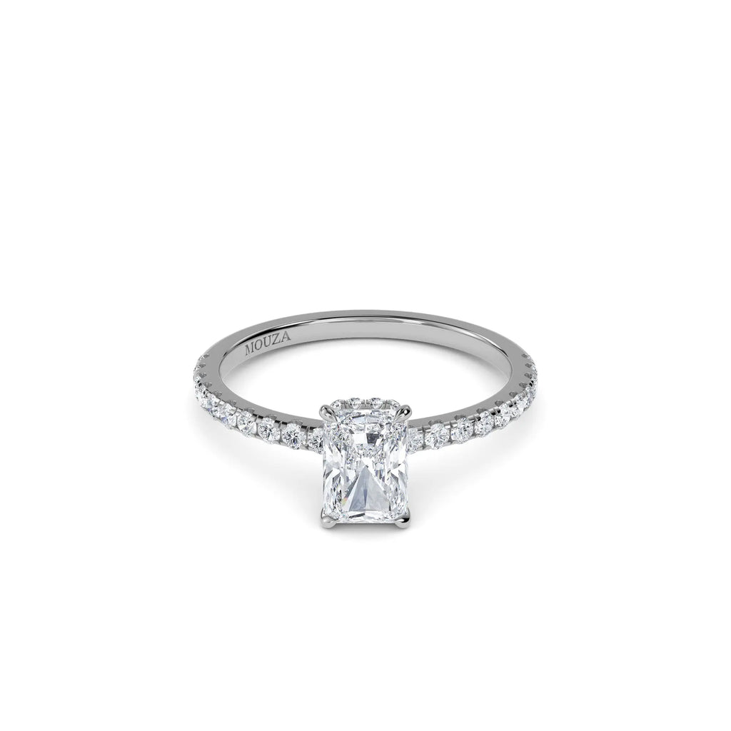 1.00ct Lab Grown Diamond Radiant Hidden Halo Engagement Ring