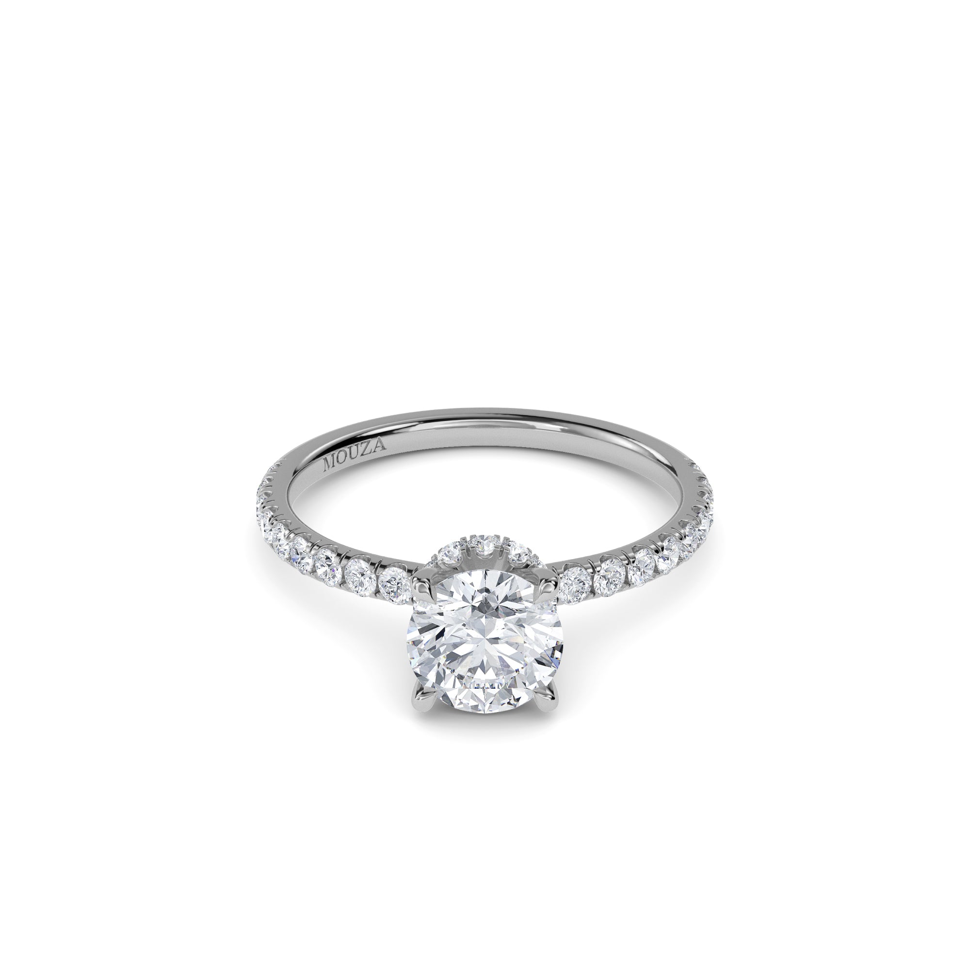 1.00ct Natural Diamond Round Hidden Halo Engagement Ring