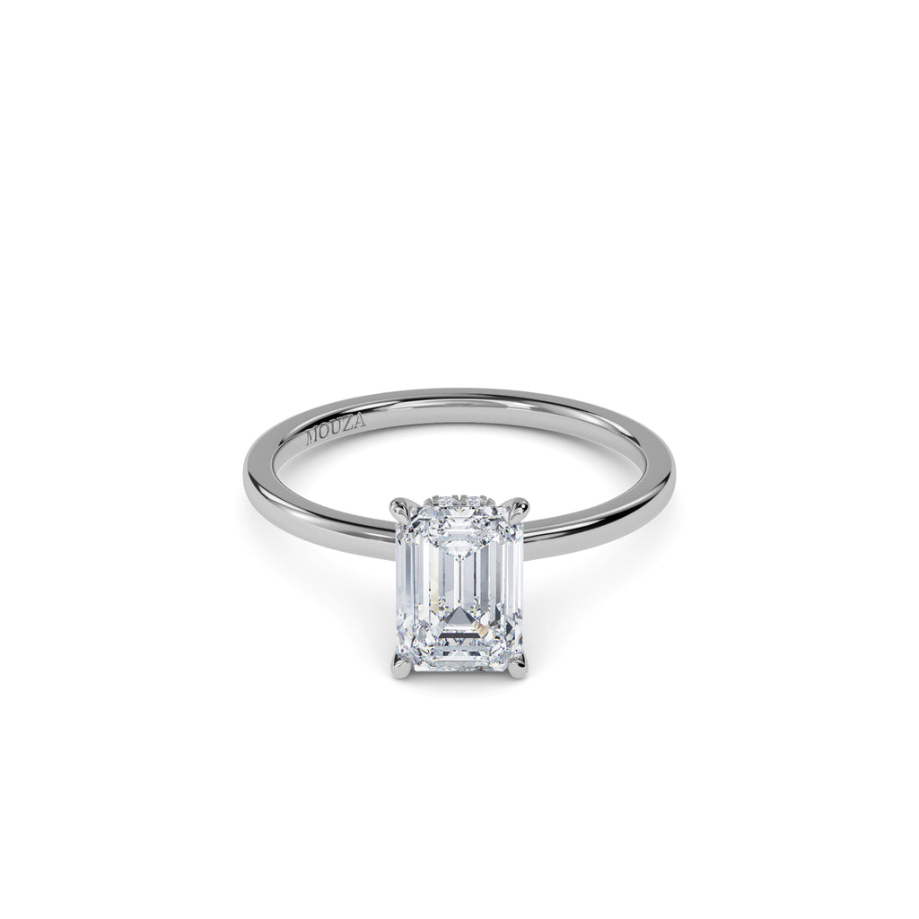 1.00ct Lab Grown Diamond Emerald Hidden Halo Engagement Ring