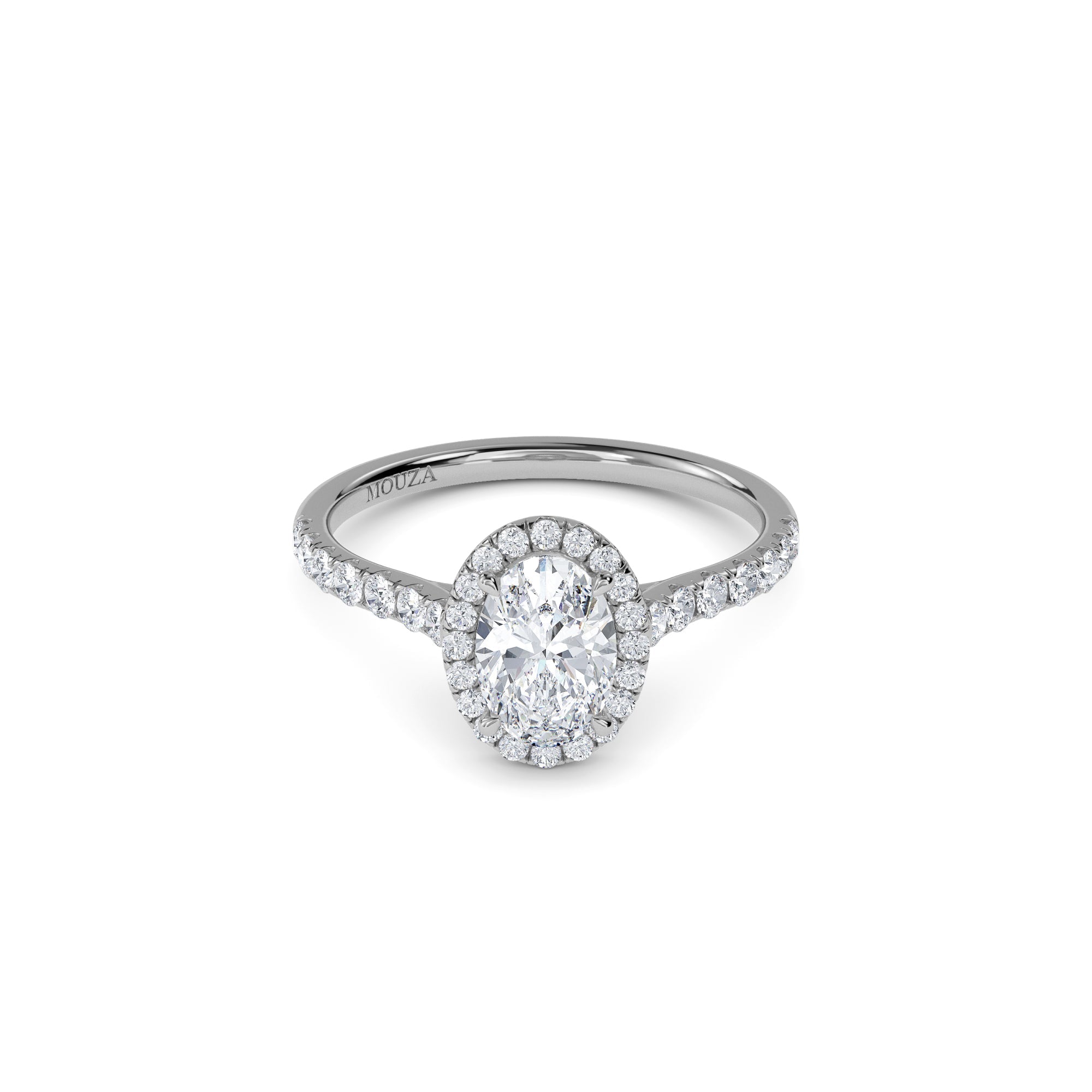 0.90ct Earth Mined Diamond Oval Halo Engagement Ring