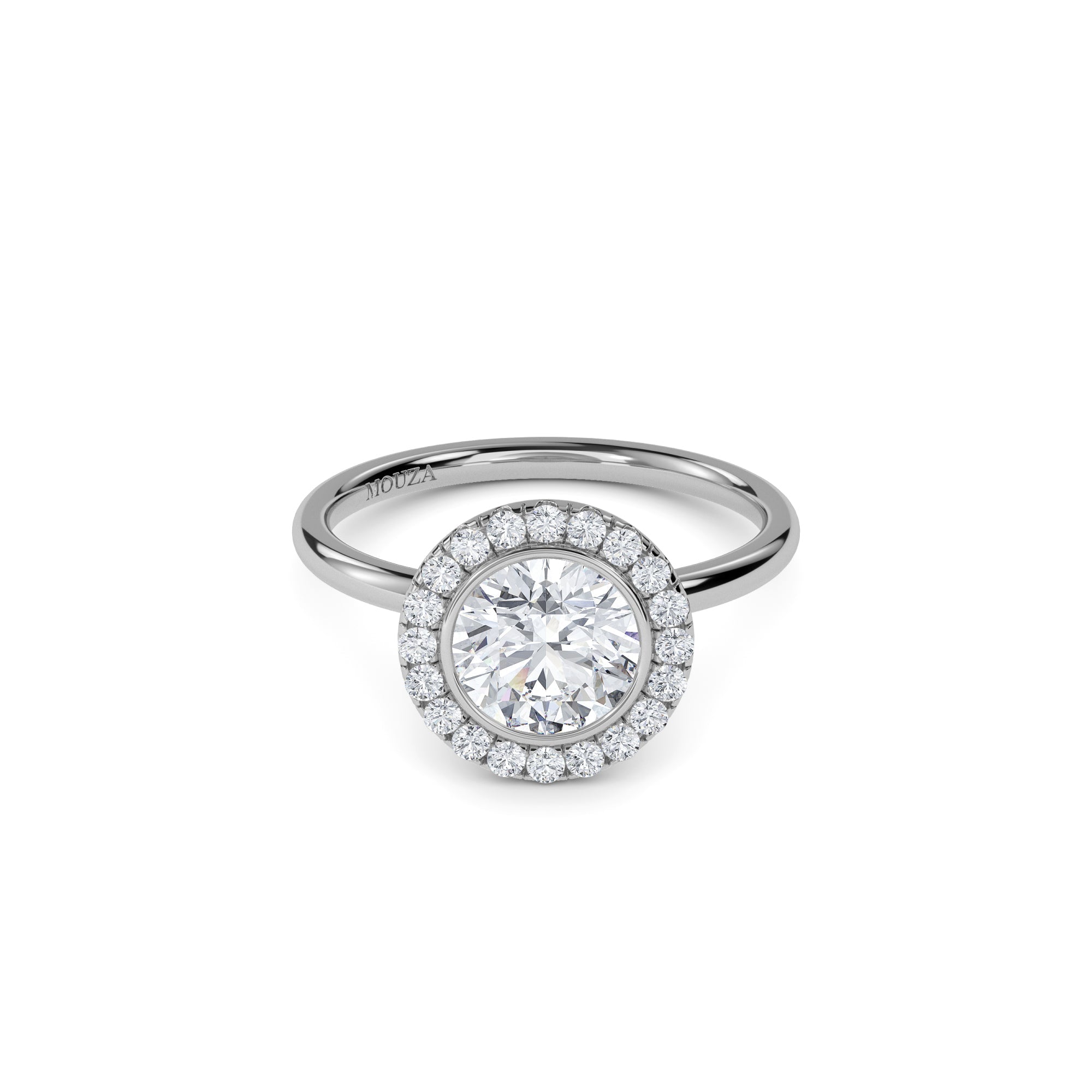 0.90ct Earth Mined Diamond Round Halo Engagement Ring