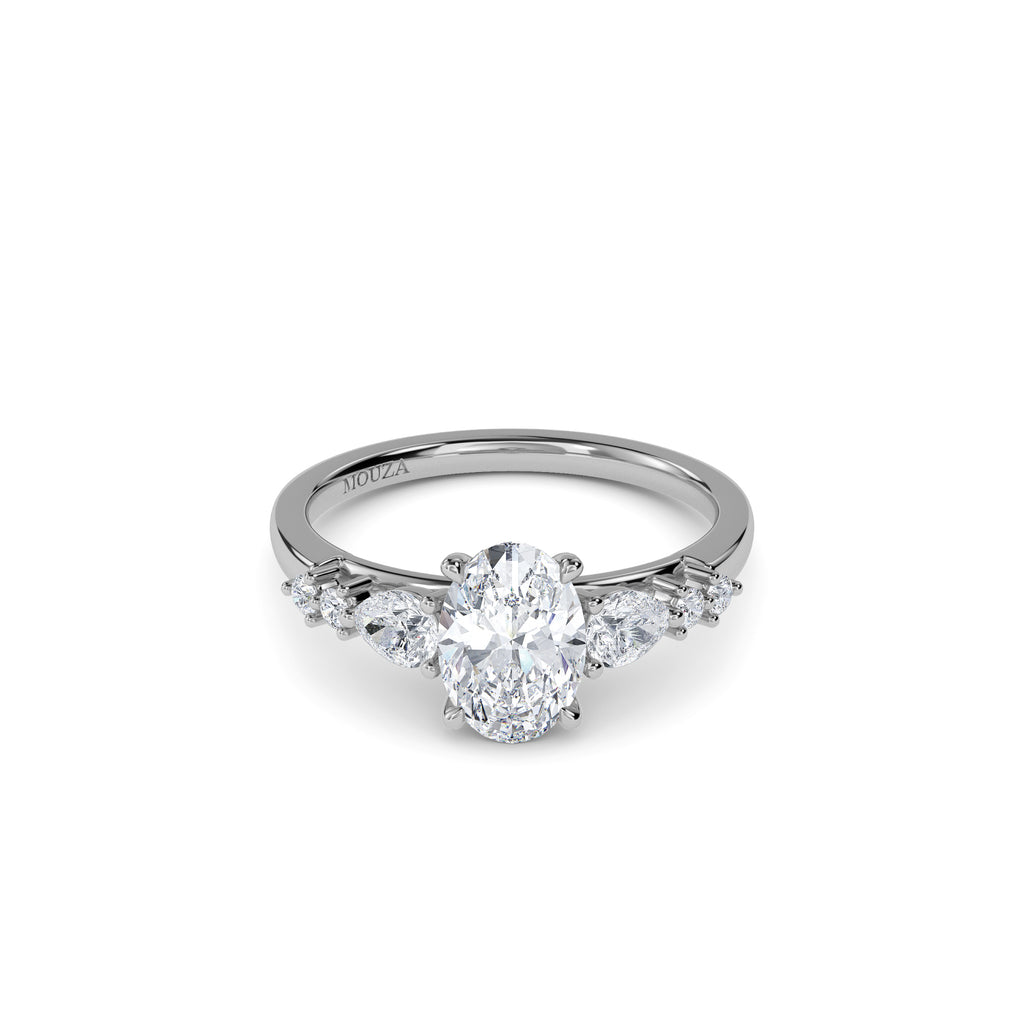 1.10ct Lab Grown Diamond Oval Trilogy Engagement Ring