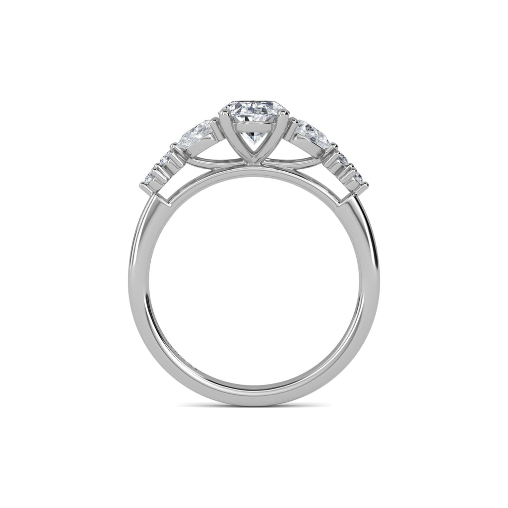 1.10ct Natural Diamond Oval Trilogy Engagement Ring