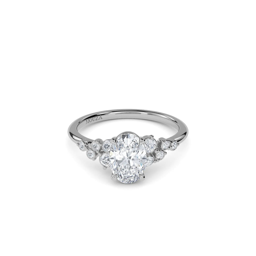 1.20ct Lab Grown Diamond Oval Trilogy Engagement Ring