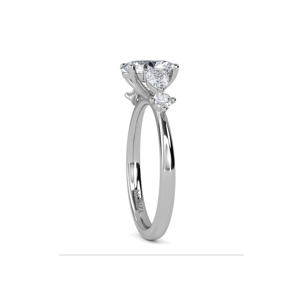 1.10ct Lab Grown Diamond Oval Trilogy Engagement Ring