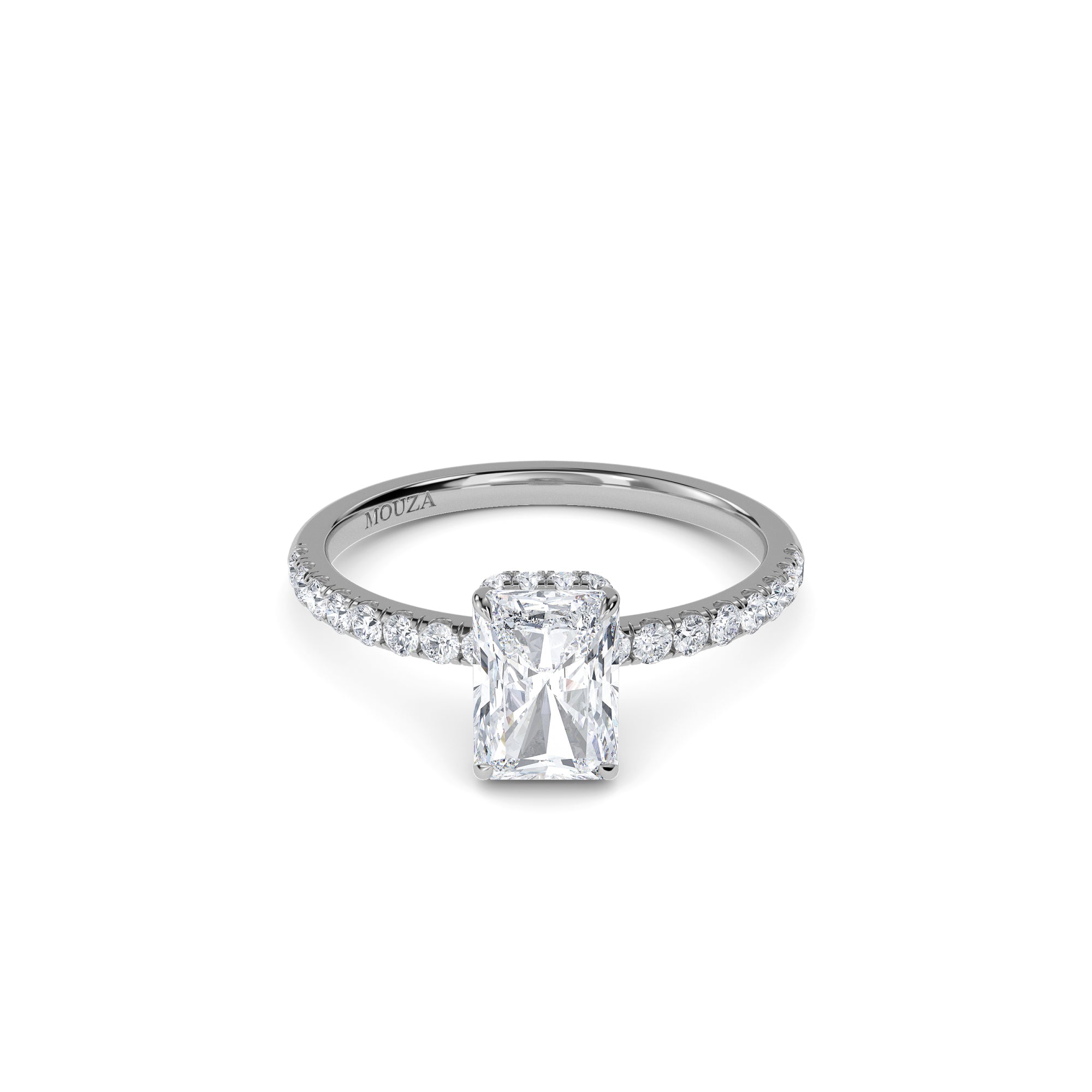 1.00ct Earth Mined Diamond Radiant Hidden Halo Engagement Ring