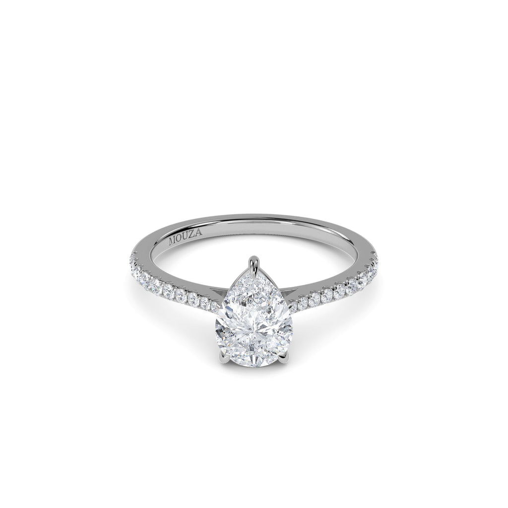 1.00ct Natural Diamond Pear Diamond Engagement Ring