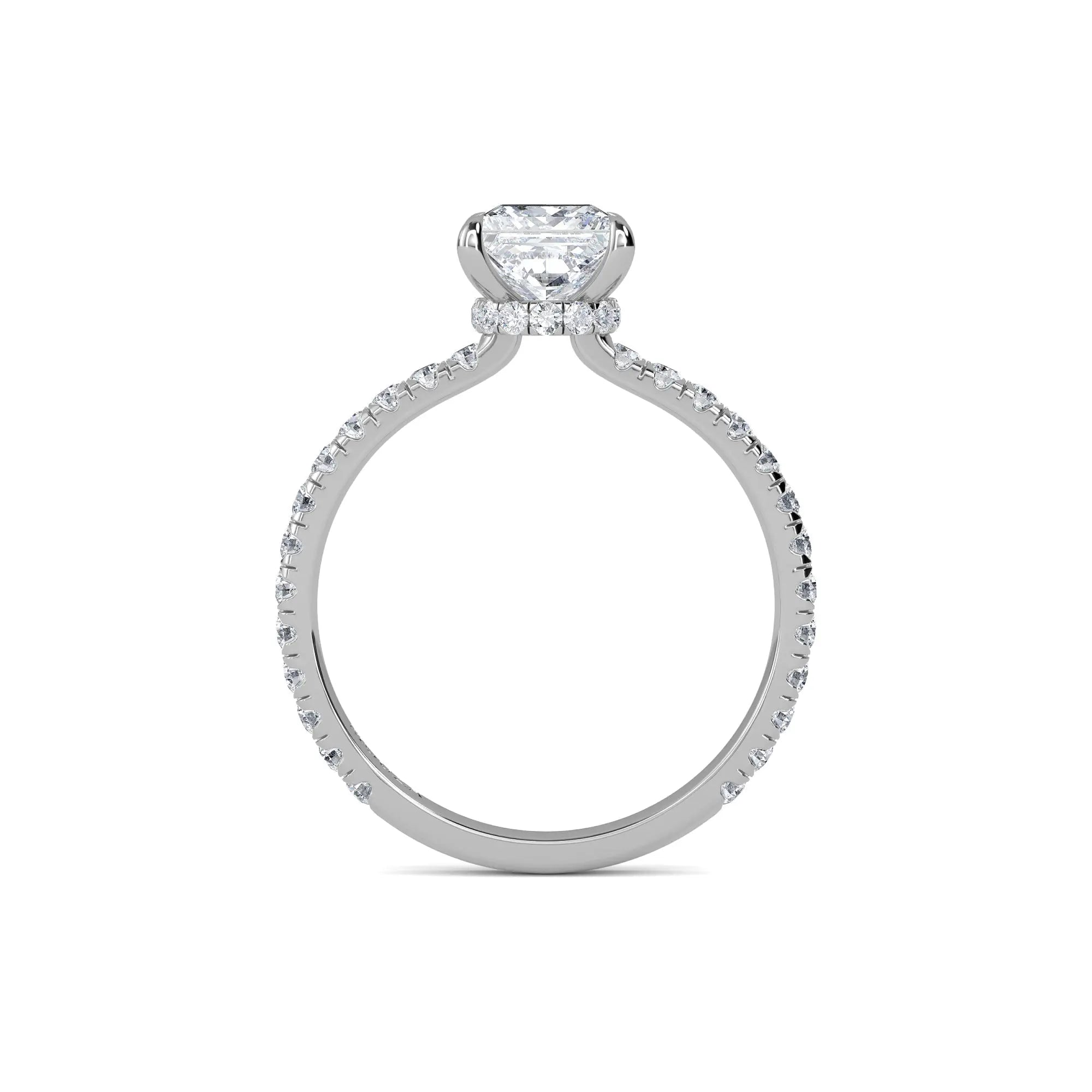 1.00ct Natural Diamond Princess Cut Hidden Halo Engagement Ring