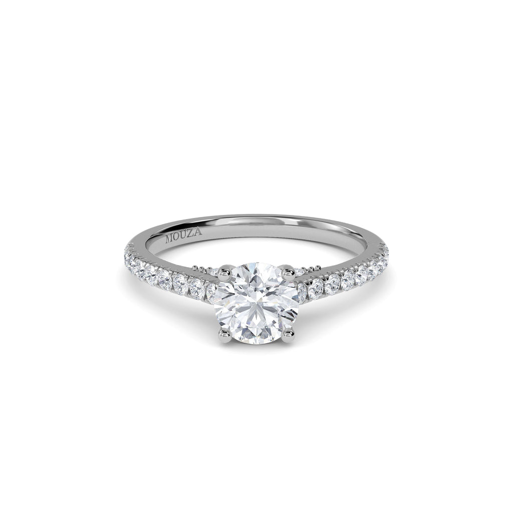 1.00ct Natural Diamond Round Diamond Band Engagement Ring