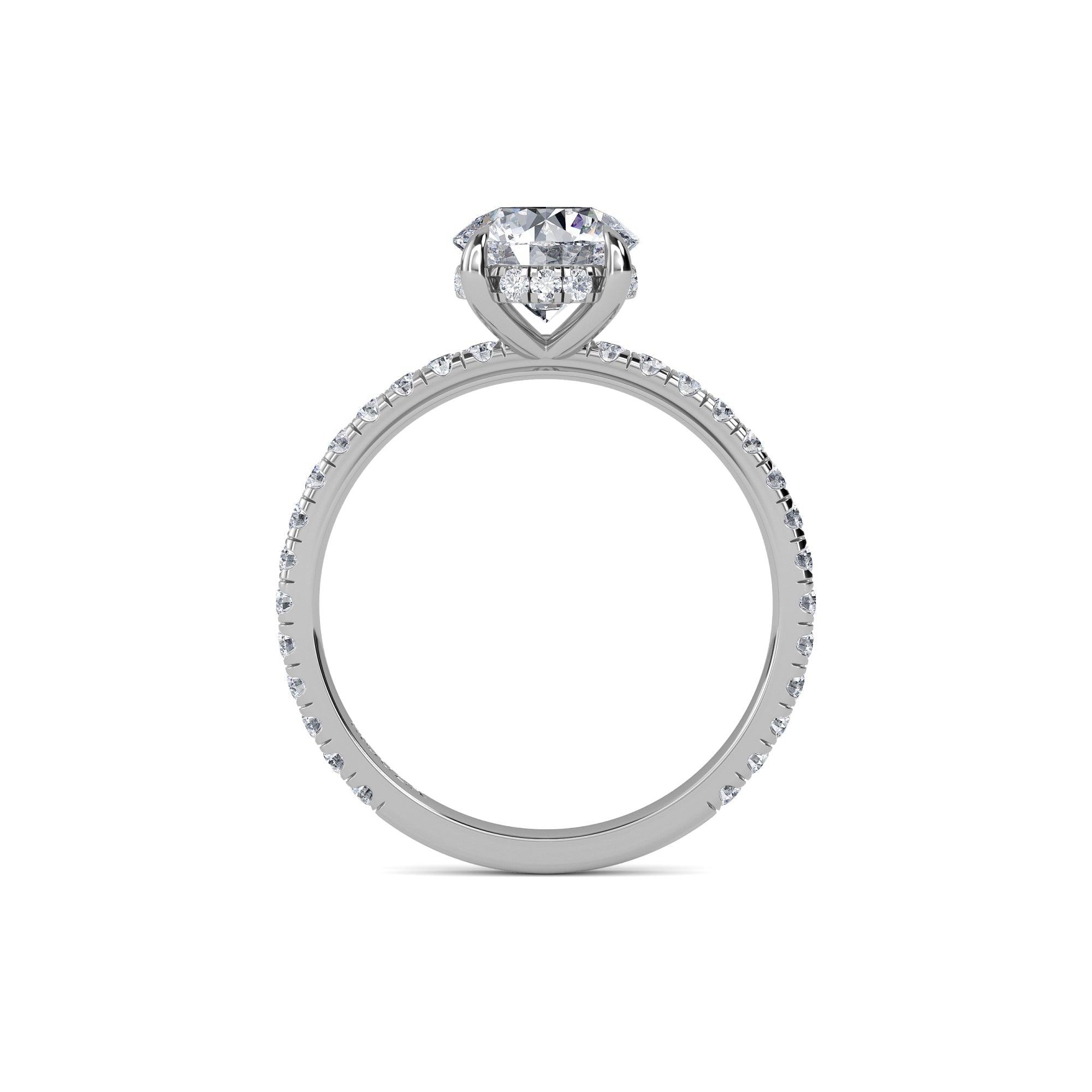 1.00 Carat Earth Mined Diamond Round Hidden Halo Engagement Ring