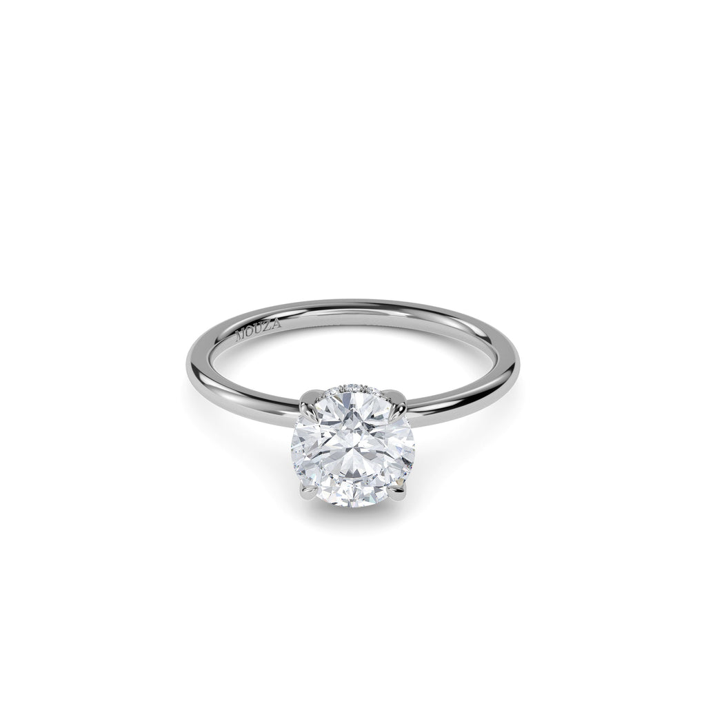 1.00ct Natural Diamond Round Hidden Halo Engagement Ring