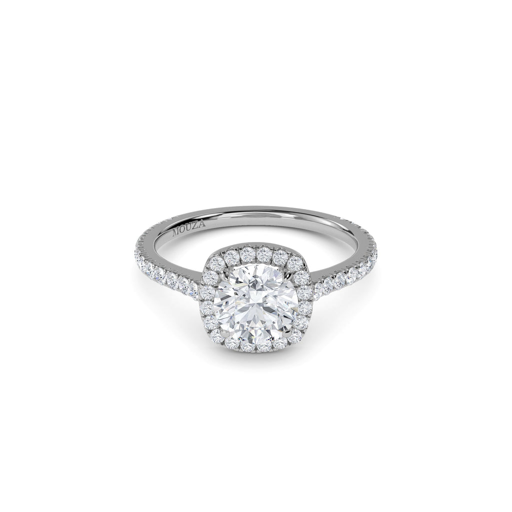 1.00ct Natural Diamond Cushion Halo Engagement Ring