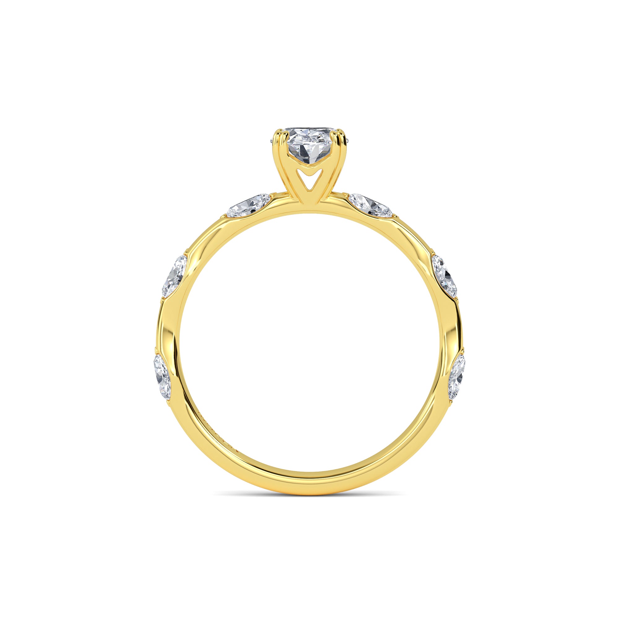1.00 Carat Lab Grown Diamond Oval Diamond Band Engagement Ring