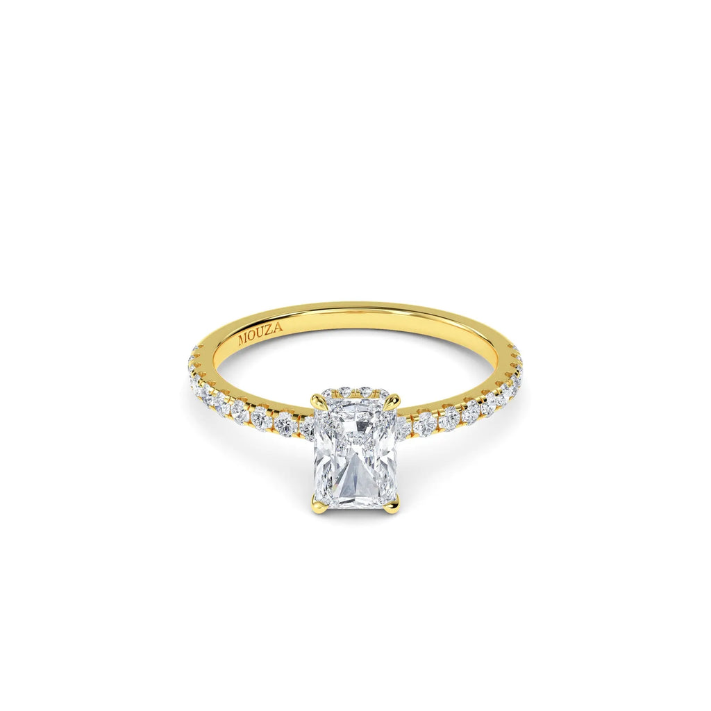 1.00ct Earth Mined Diamond Radiant Hidden Halo Engagement Ring