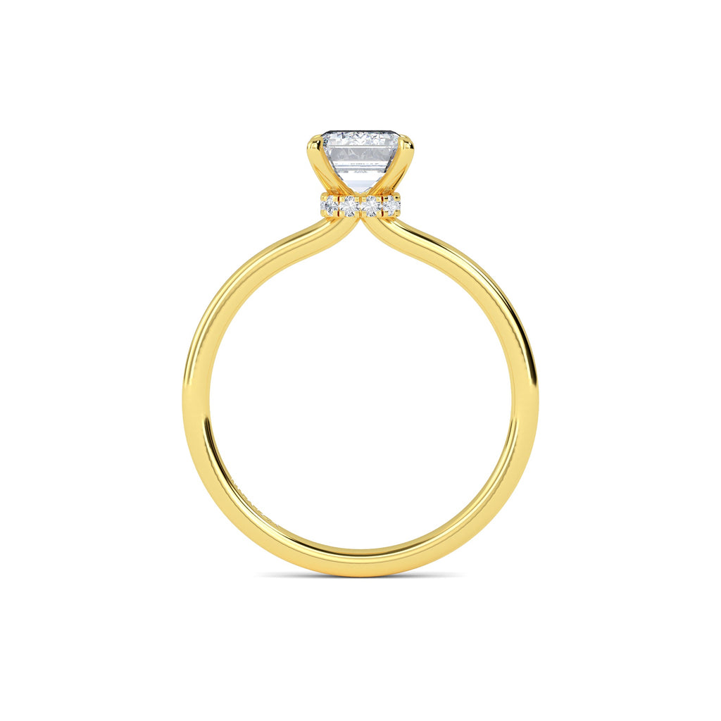 1.10ct Natural Diamond Emerald Hidden Halo Engagement Ring