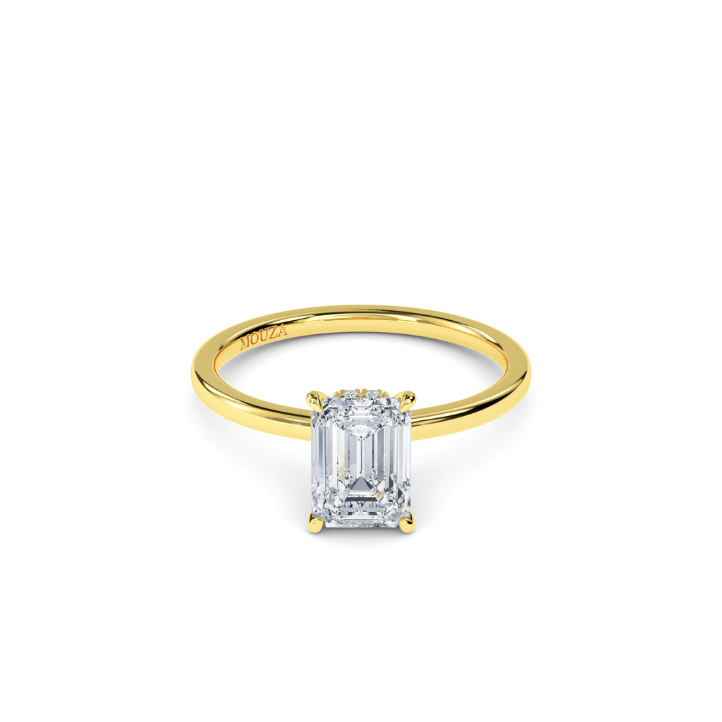 1.00ct Lab Grown Diamond Emerald Hidden Halo Engagement Ring