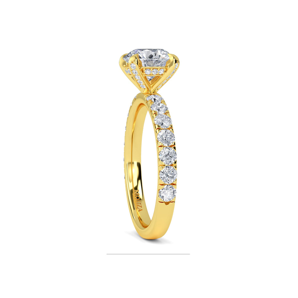 1.50 Carat Earth Mined Diamond Round Hidden Halo Engagement Ring