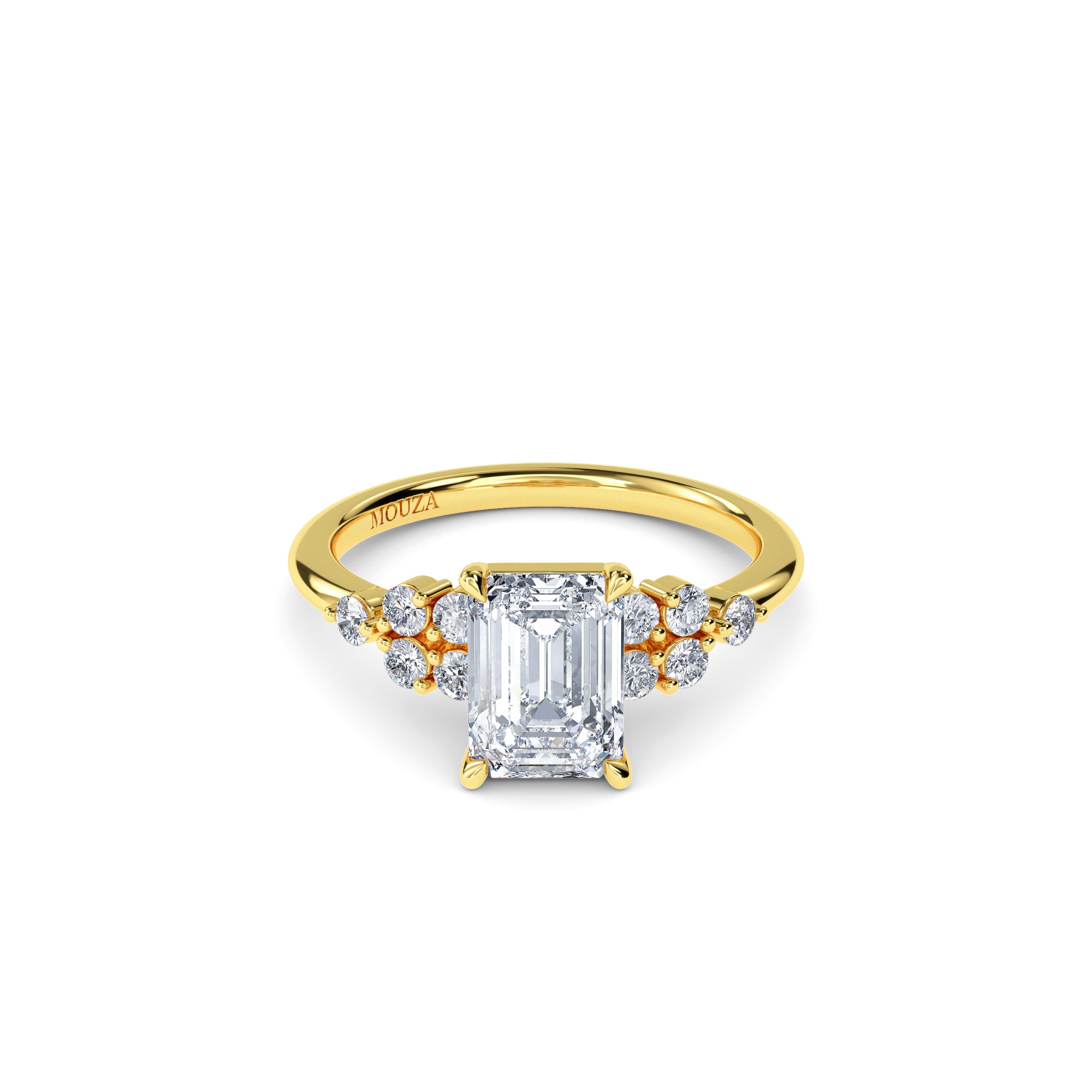 1.80ct Lab Grown Diamond Emerald Trilogy Engagement Ring