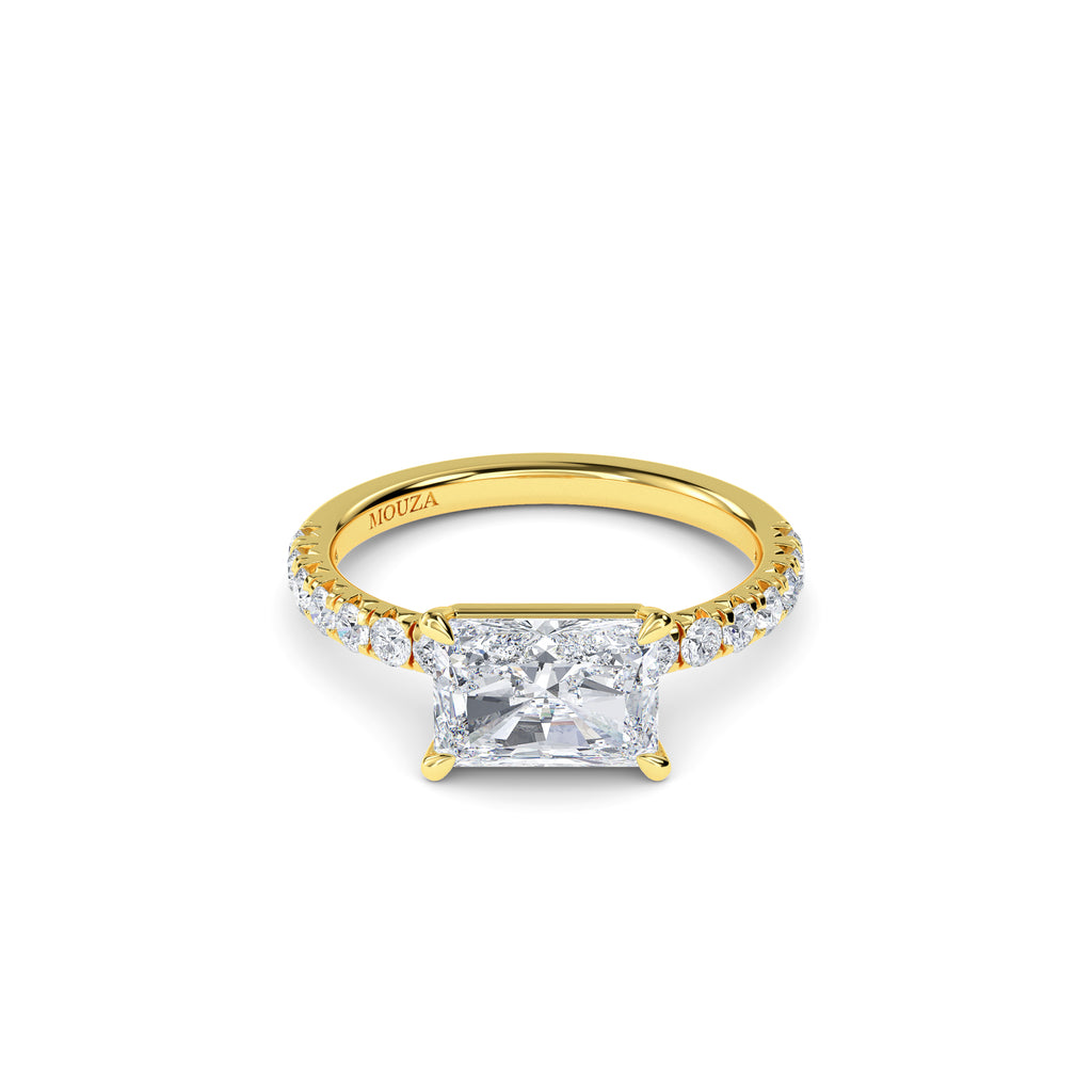 1.5 Carat Lab Grown Diamond Radiant Cut Diamond Band Engagement Ring